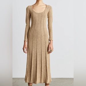 Who What Wear Collection Evelyne Seamed Midi Dress in Fawn Size XS